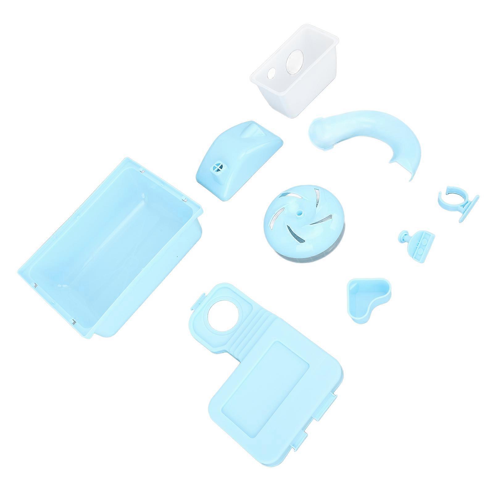 Double Layer Hamster Cage with Wheel, Slide & Water Bottle - Blue