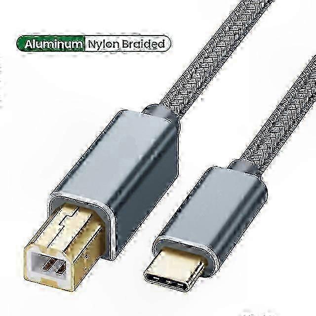 Braided USB-C to USB-B 2.0 Cable for Printer Scanner with MIDI Support-Compatible with MacBook Pro