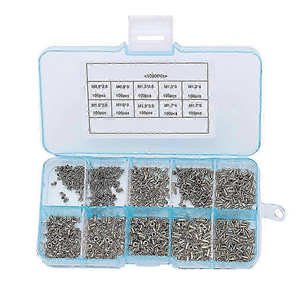 1000 PCS Tubular Rivets M0.9 M1.3 M1.5 M1.7 Hollow Rivet Nuts Assortment Kit SZRH A-S