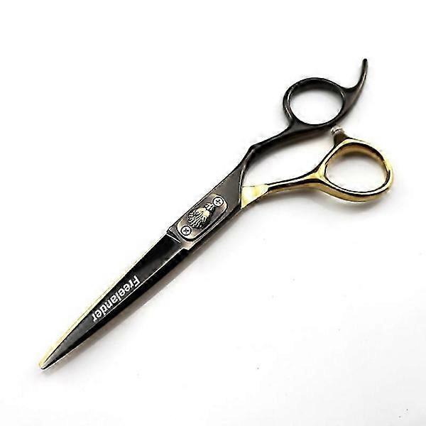 Black and Gold Wolf Head Barber Scissors Cutting Flat Scissors Fringe Scissors Tooth Scissors Thinning Scissors Fmlt-01 (Black Gold Flat Scissors)