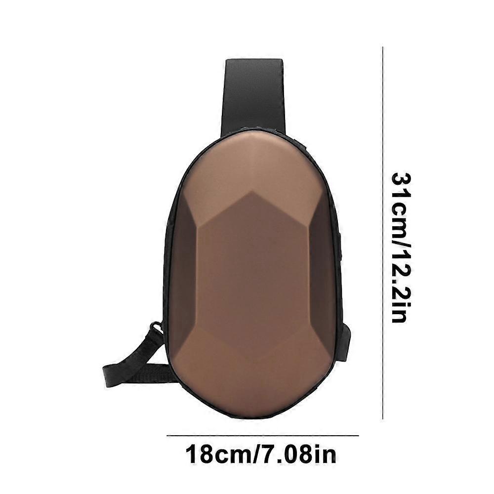 Men Chest Bag Hard Shell Waterproof Crossbody Bags Large Capacity Sling Backpack Travel Bag with USB Port Headphone Jack for