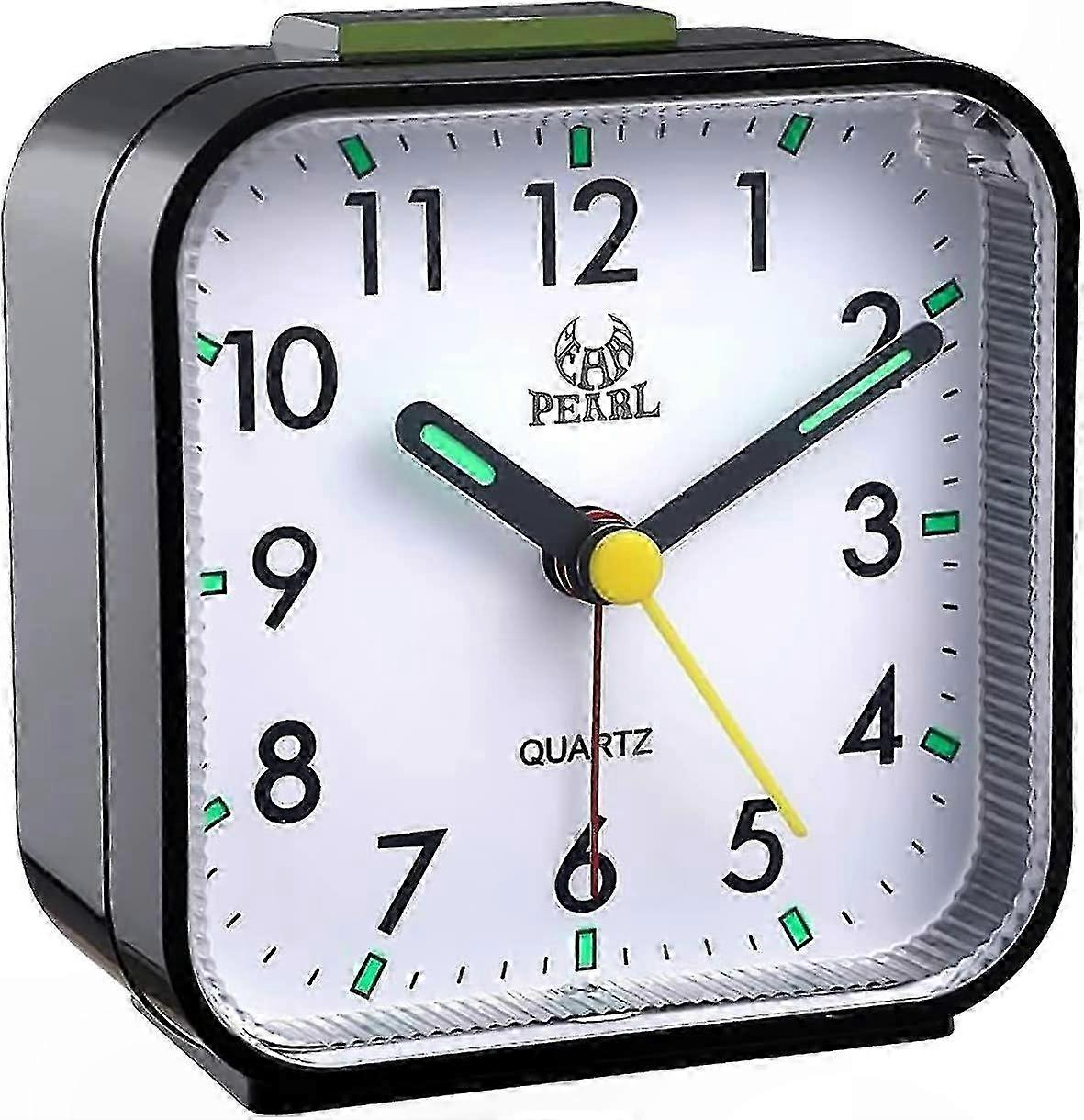 Analog Alarm Clock with Silent Non-Ticking, Gentle Wake-Up Beeps, Adjustable Volume, Snooze, Light Functions, Easy Setup, Black