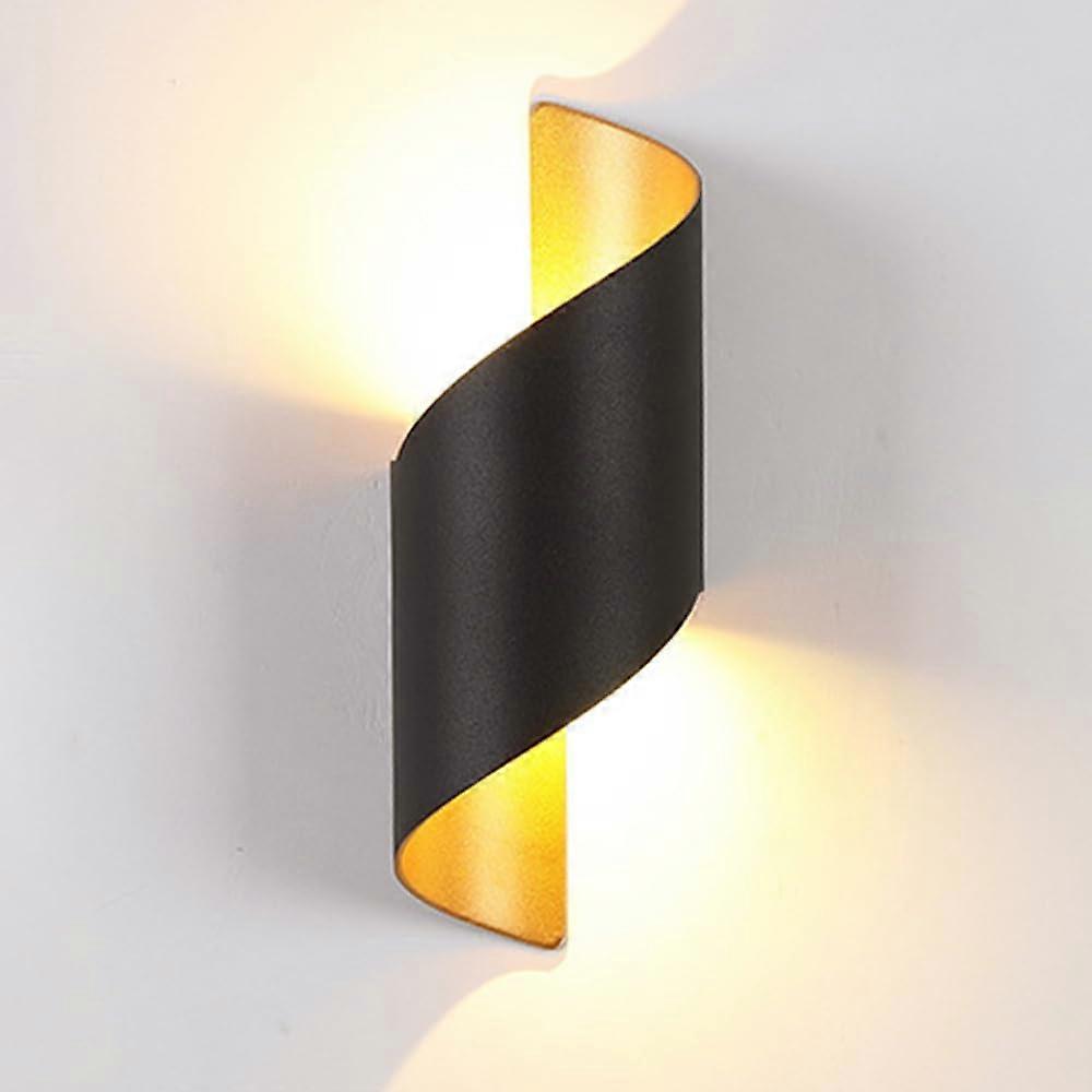 Modern Wall Lamp Black Spiral Wall Sconce With Optical Lens Lampshade 10W Warm Light
