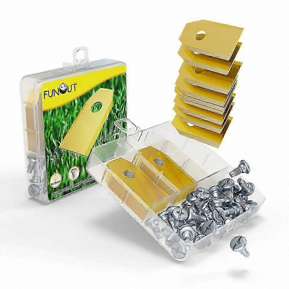 Titanium-Coated Blades for Robotic Lawnmower Models i105E/i108E/H500E-VF/H800E-VF, Includes Mounting Screws, Durable Replacement Parts for Efficient M