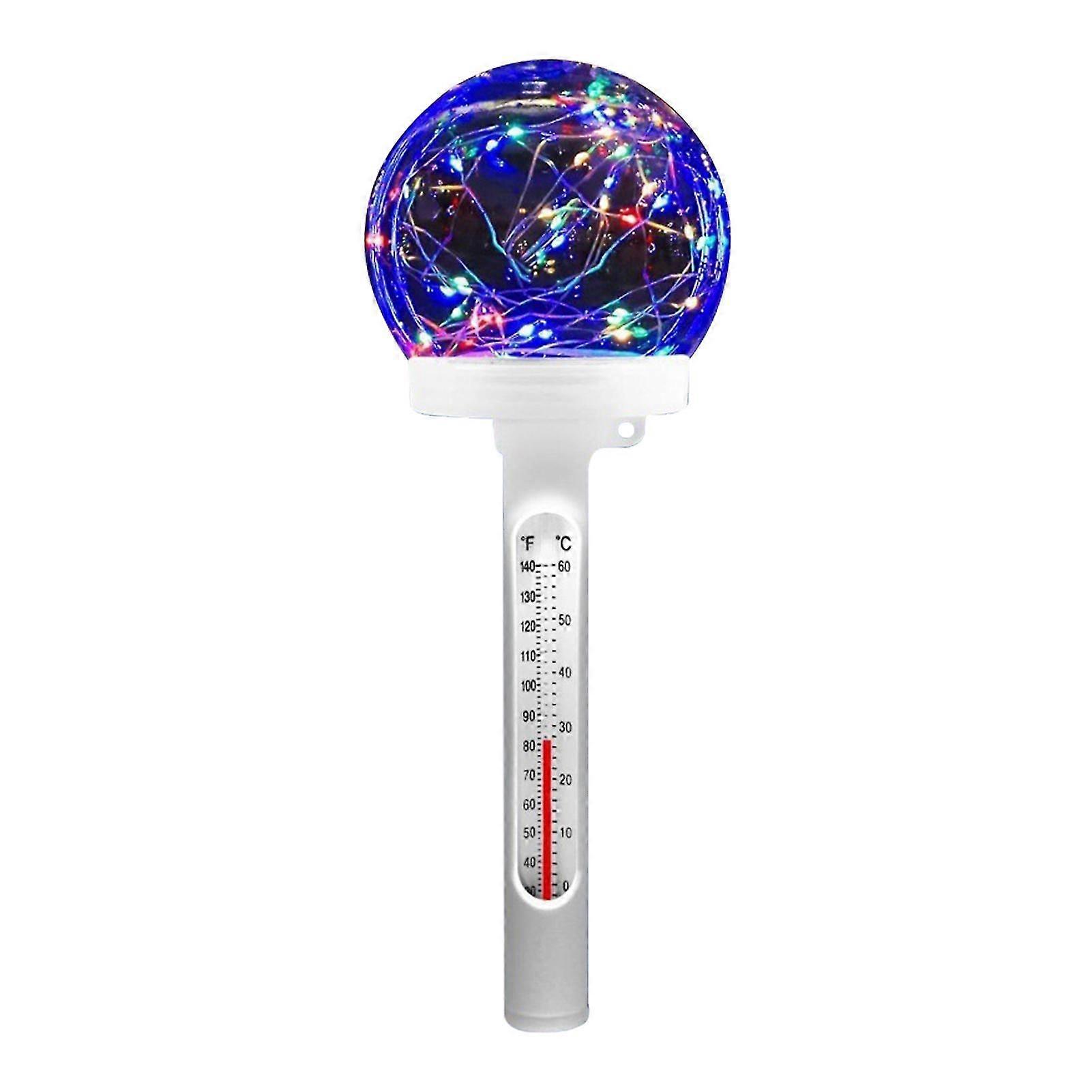 Solar Powered Pool Thermometers with Lights Rainproof Waterproof Thermometers for SPA Pool