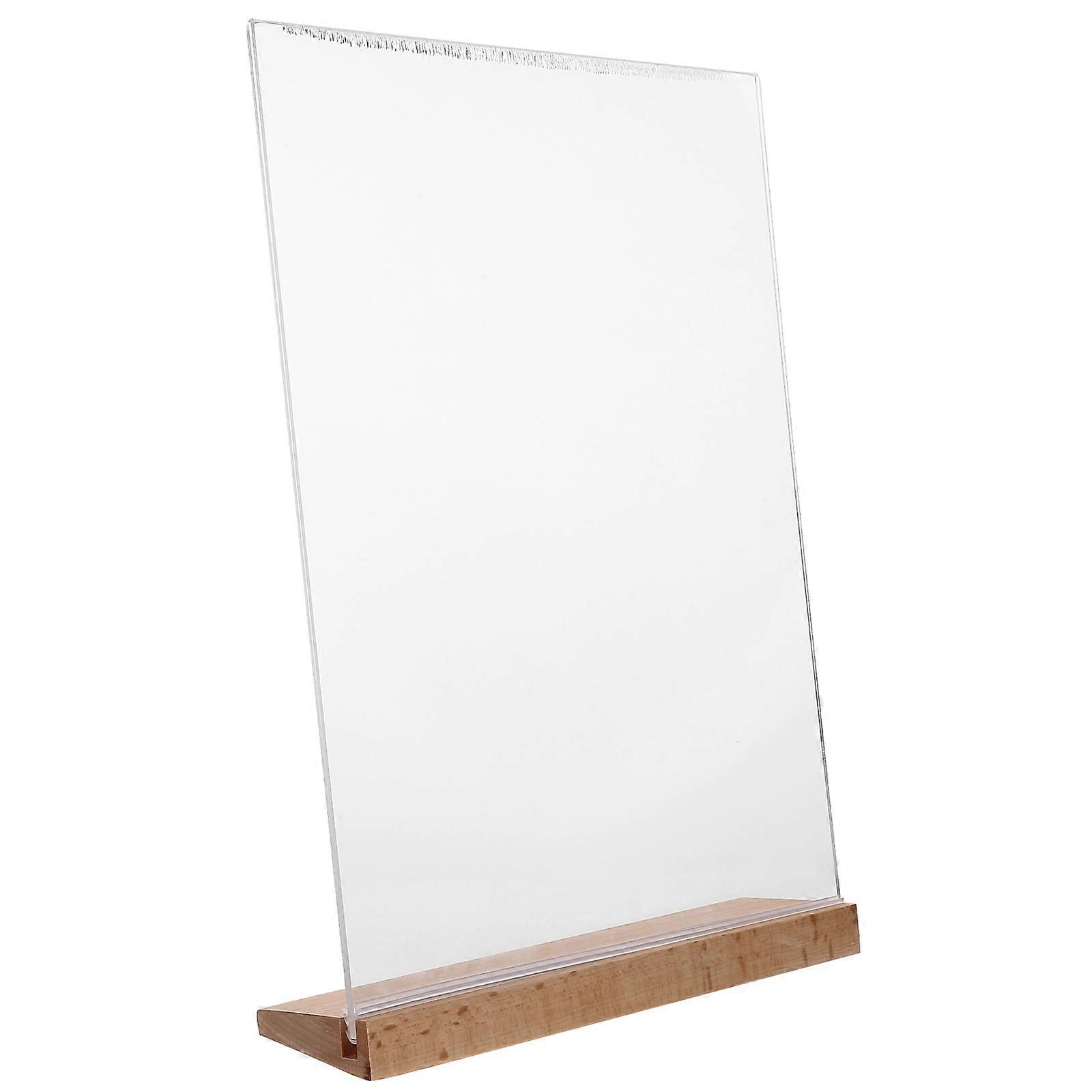 Acrylic Sign Holder Vertical Display Stand for Display 4Pcs with Wood Base