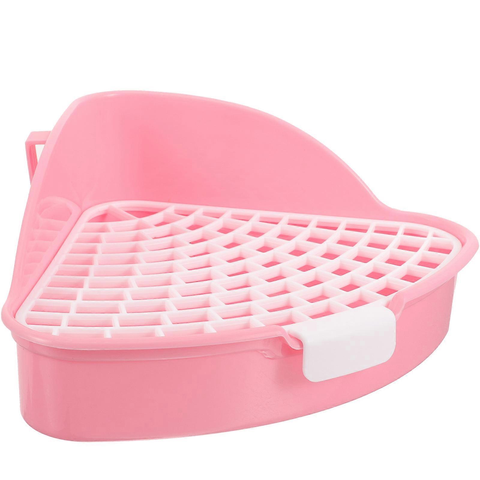 Corner Litter Box Triangle Plastic Pet Urinal Tray for Rabbits 2Pcs