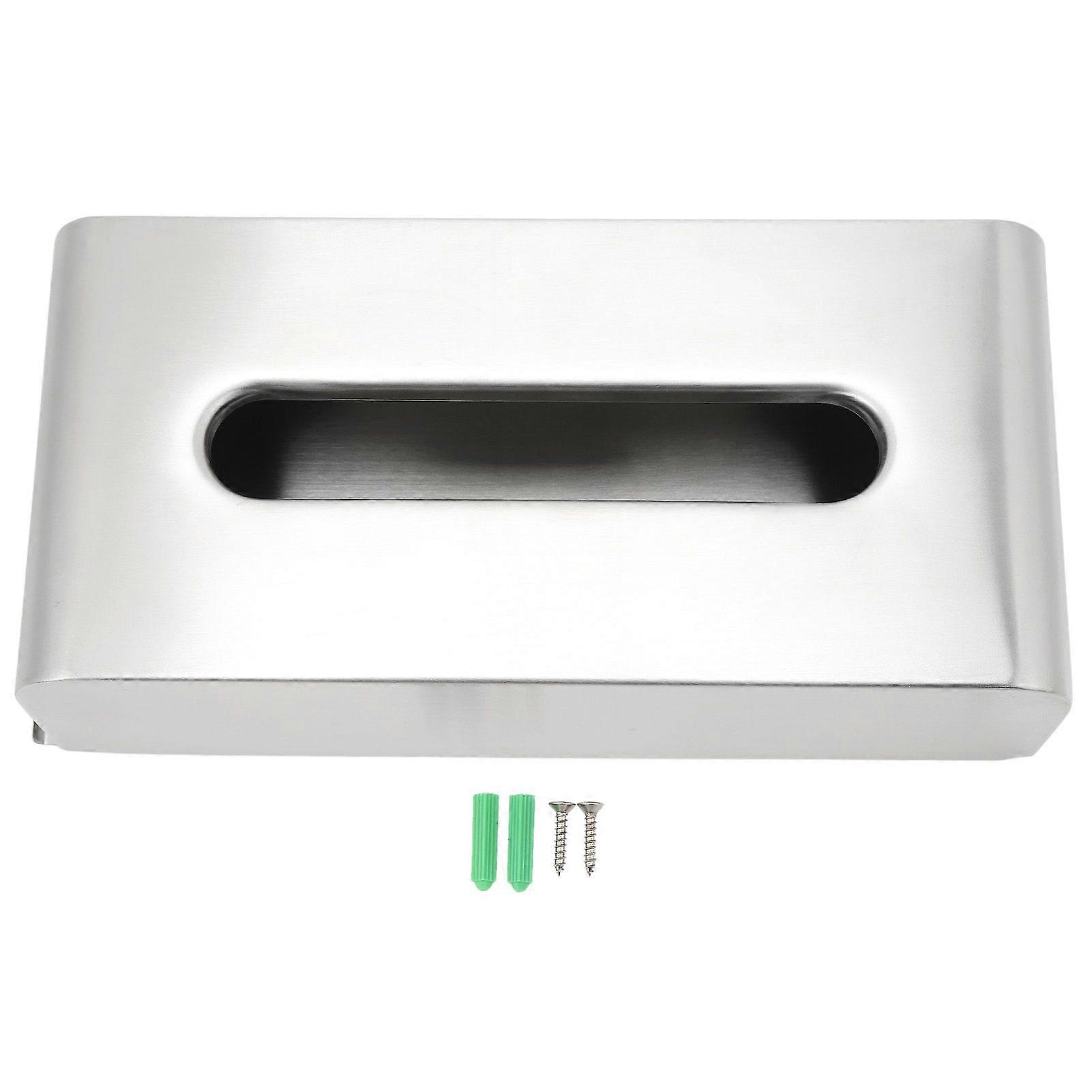 Wall Mounted Tissue Box 304 Stainless Steel Rectangle Scratch Resistance Tissue Box Holder for Home