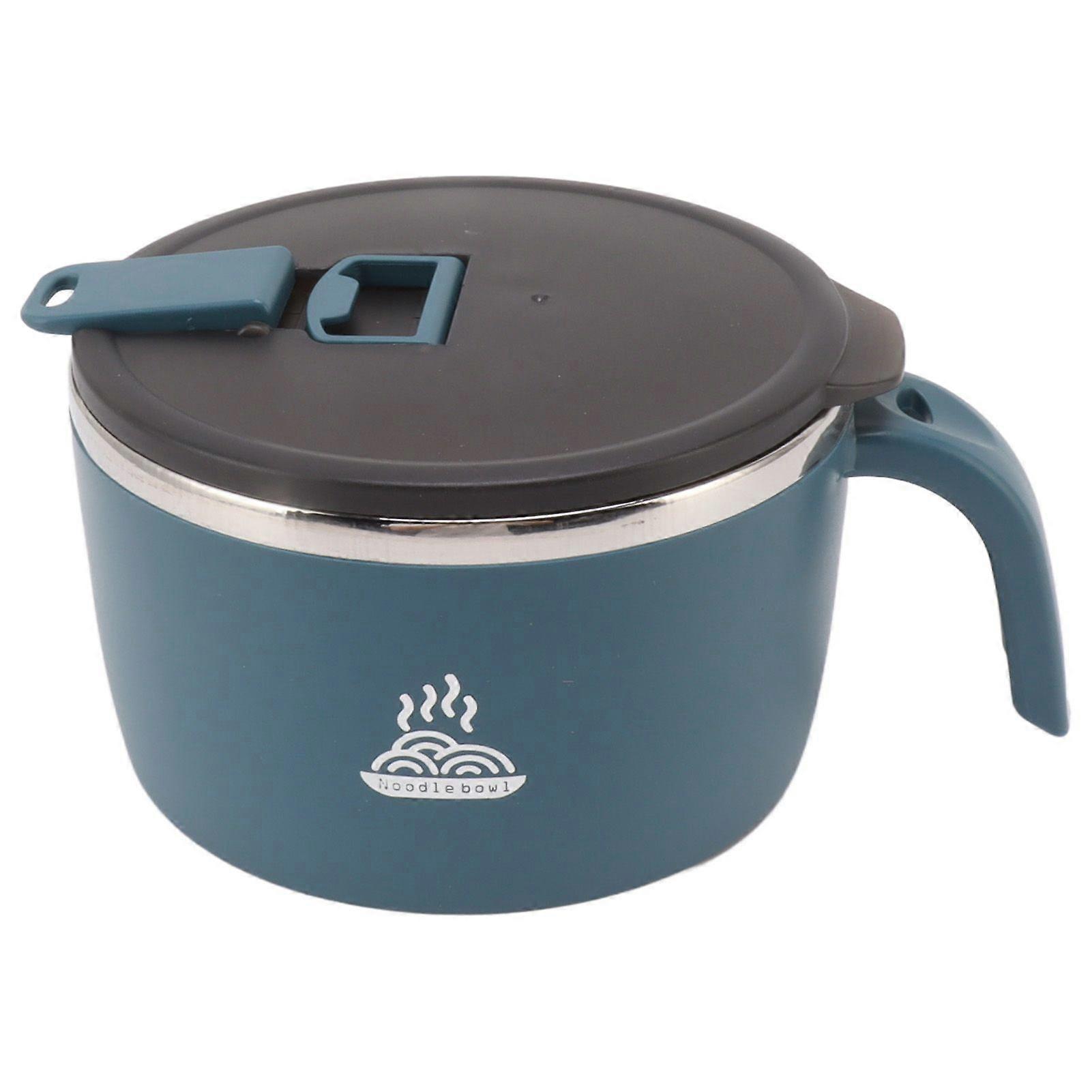 Stainless Steel Instant Noodles Bowl 900ml Noodles Bowl with Lid for Student Dormitory Office Worker Blue