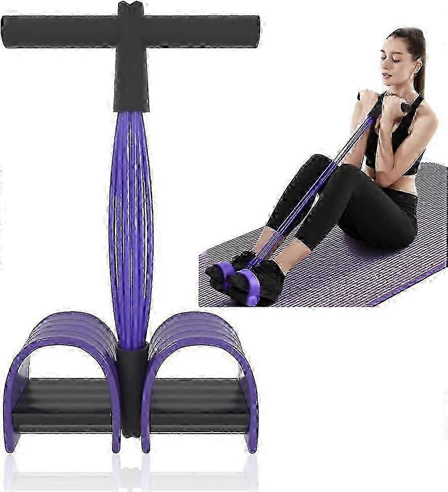 Abdominal trainer for home workouts with 6 elastic tubes and pull rope