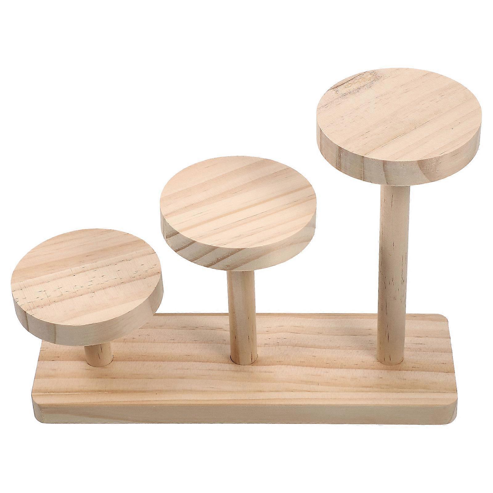 Jewelry Display Rack Wooden Stand for Jewelry Display 3Pcs Light Brown