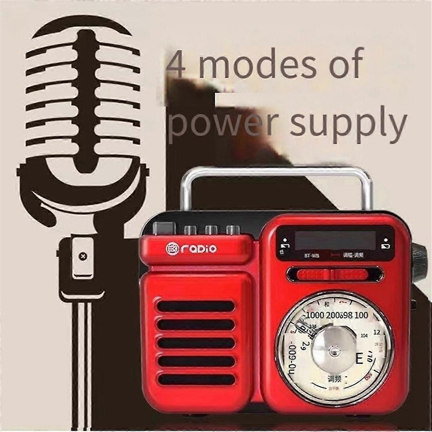 Bluetooth Speakers Portable Emergency Radio FM AM Alert Radio Red