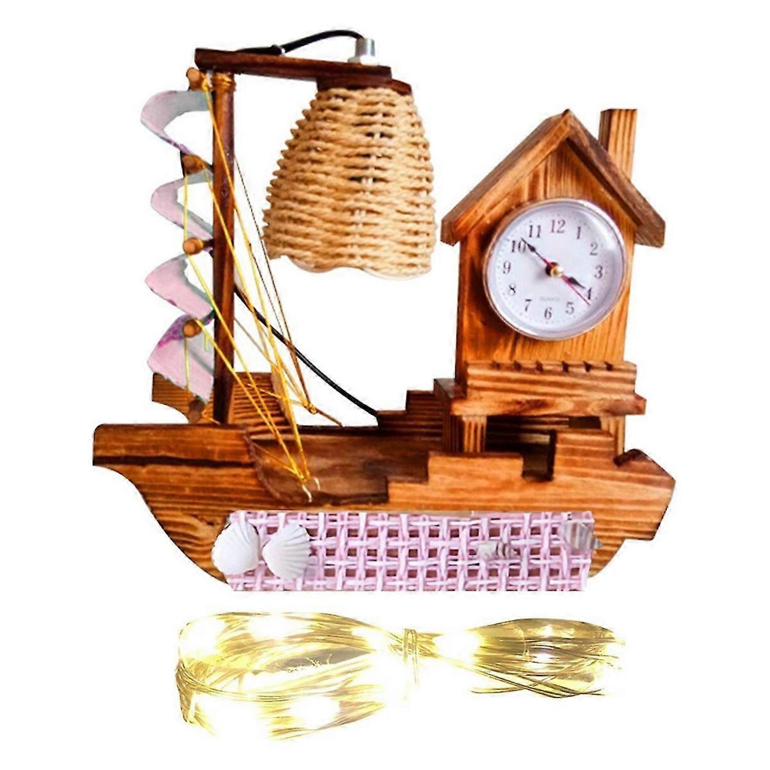 Sailboat Woodiness Lamp Clock With A Clock Purple