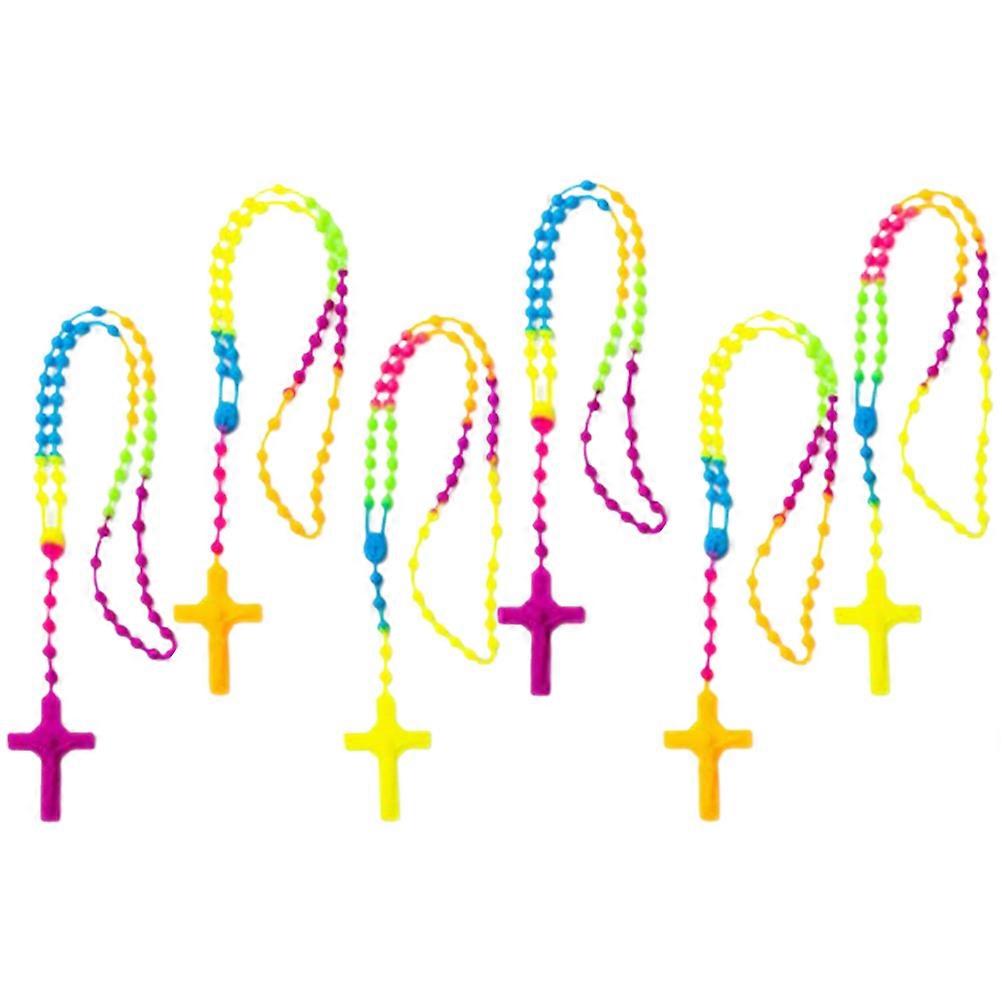 Cross Necklace Chokers for Decor 6Pcs Assorted Color Chains