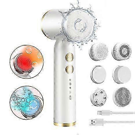 Facial Cleansing Brush, 8 in 1 Spin Face Wash Brush Rechargable Waterproof Face Scrubber with 6 Brush Heads, 3 Speeds for Deep Cleansing, Exfoliator,