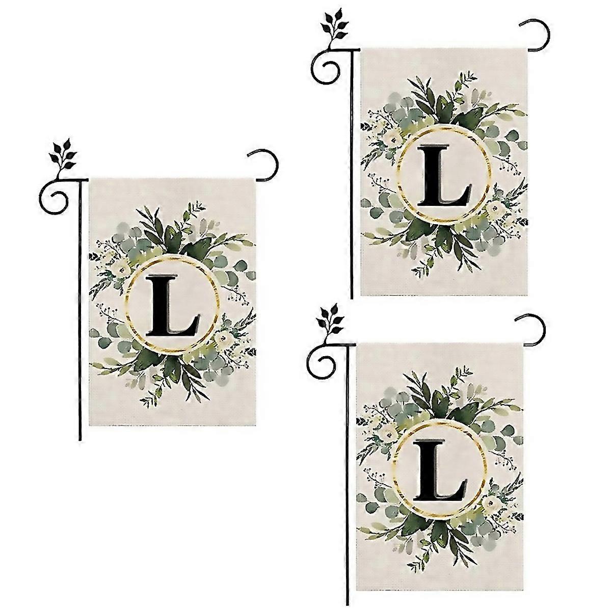 For L Linen Garden Flag Double Layer Double Sided Letters