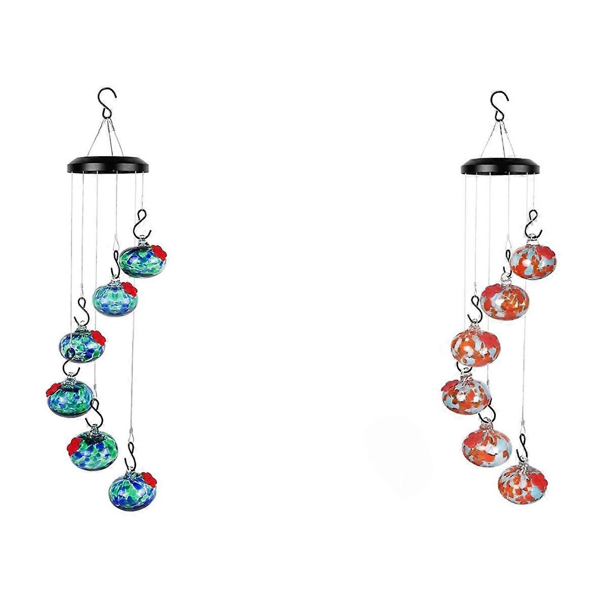 Charming Wind Chimes Bird Feeders Orange+Blue