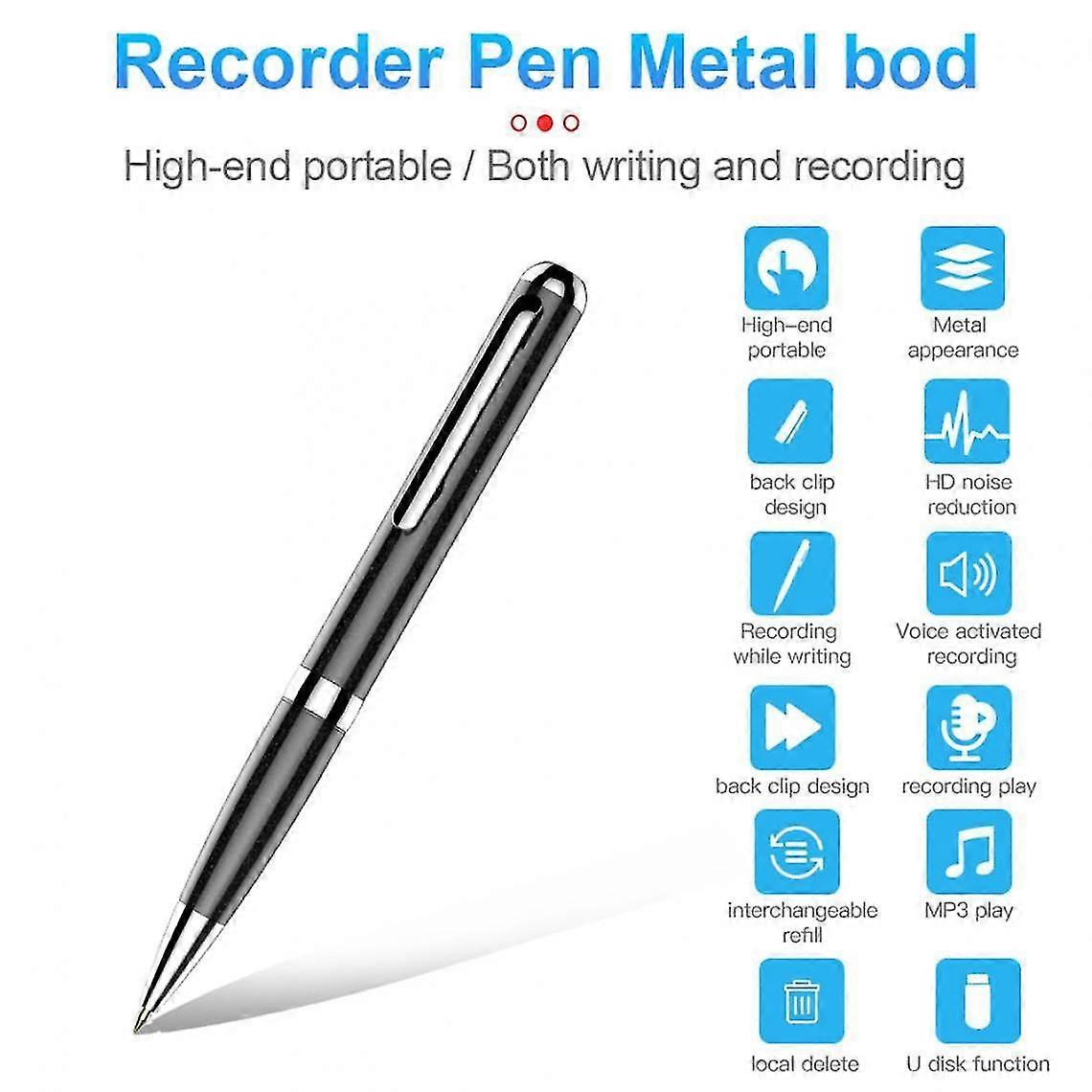 16gb Digital Tape Recorder, Metal, Professional Pen, Audio Recording, Wav, 192kpbs, Rechargeable Sound Tape Recorder, Noise Reduction