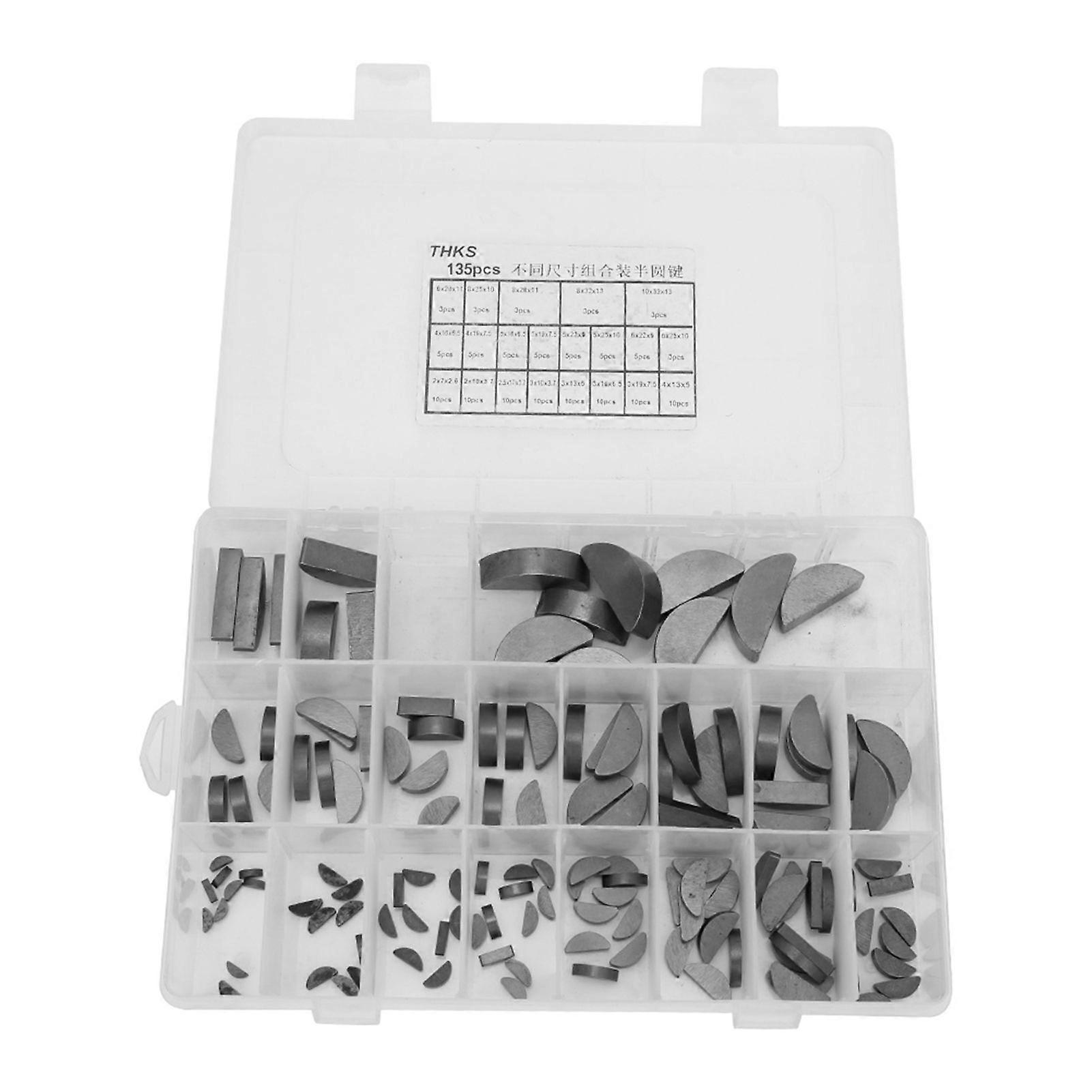 135 Pcs Woodruff Key Flywheel Pulley Crank Way Key Assortment Kit for Multiple Purpose