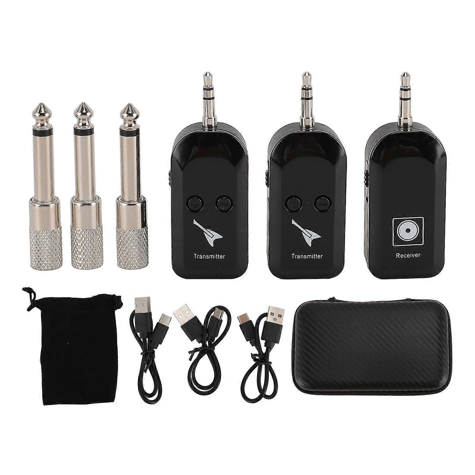 1 to 2 Wireless Guitar Transmitter Receiver 3.5MM 6.35MM Wireless Guitar Pickup for Performance Stage Studio