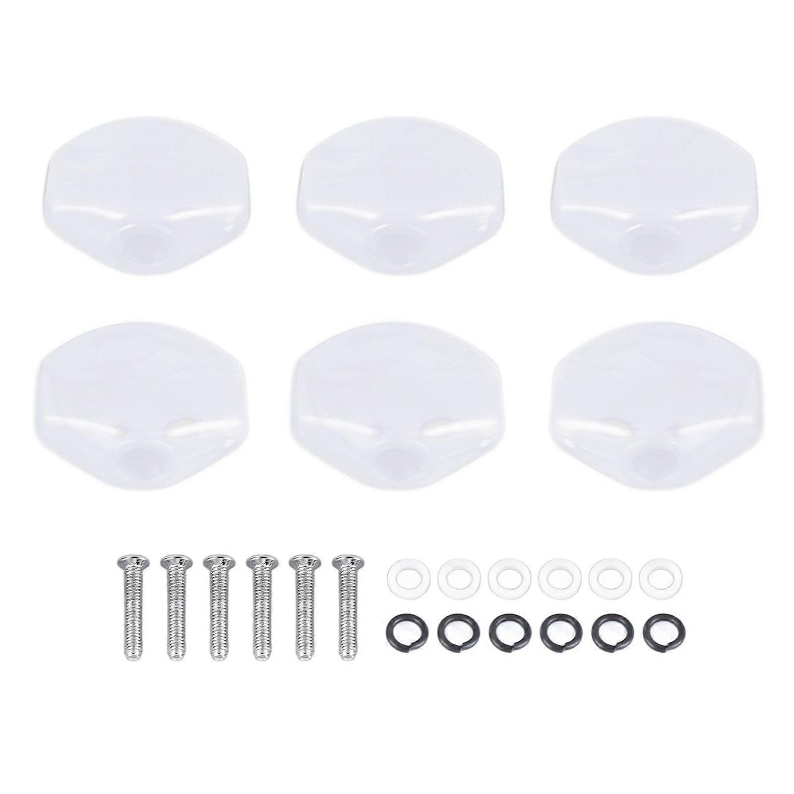 6Pcs Guitar Tuning Peg Cap Plastic Tuner Key Cover Machine Head Knob Cap for Replacement White