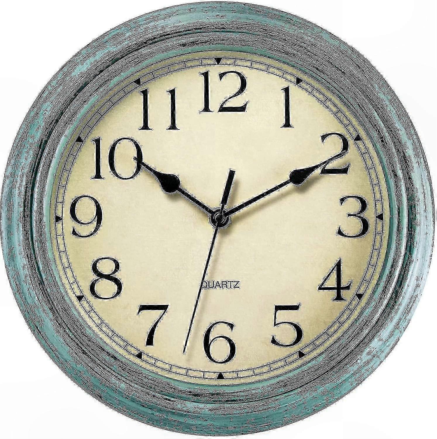 Retro Style Silent Quartz Wall Clock, 12-Inch Non-Ticking Decorative Timepiece