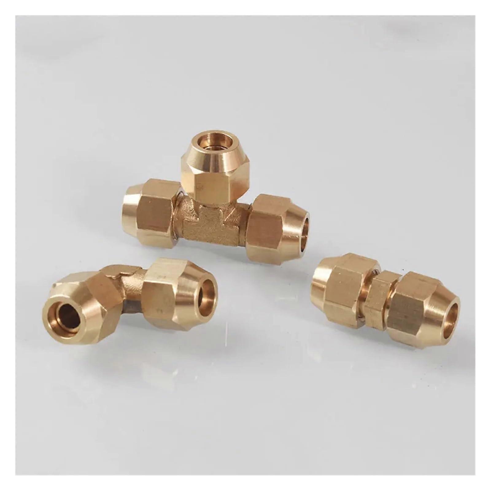 Flare Pipe Fitting Connector 6/8/10/12mm Metric With Nut Straight Elbow Tee Copper Tube For Air Conditioner 12mm Flare