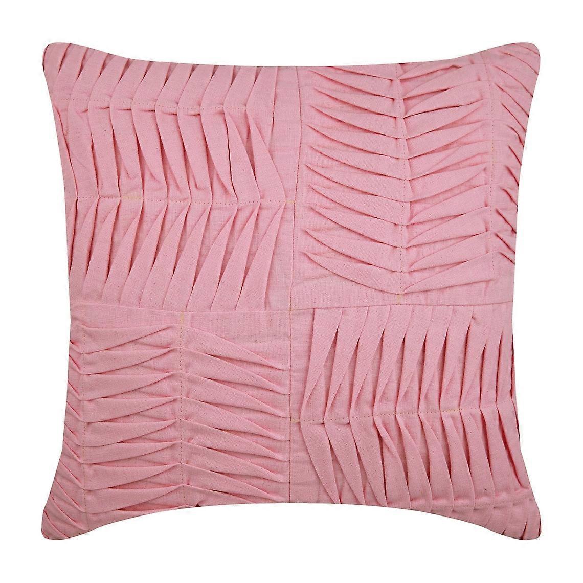 HomeCentric 2-Pack 22x22" Pink Cotton Linen Throw Pillow Covers, Textured Pintucks, Patchwork, Solid Square Pillowcase, Compatible with Easter -