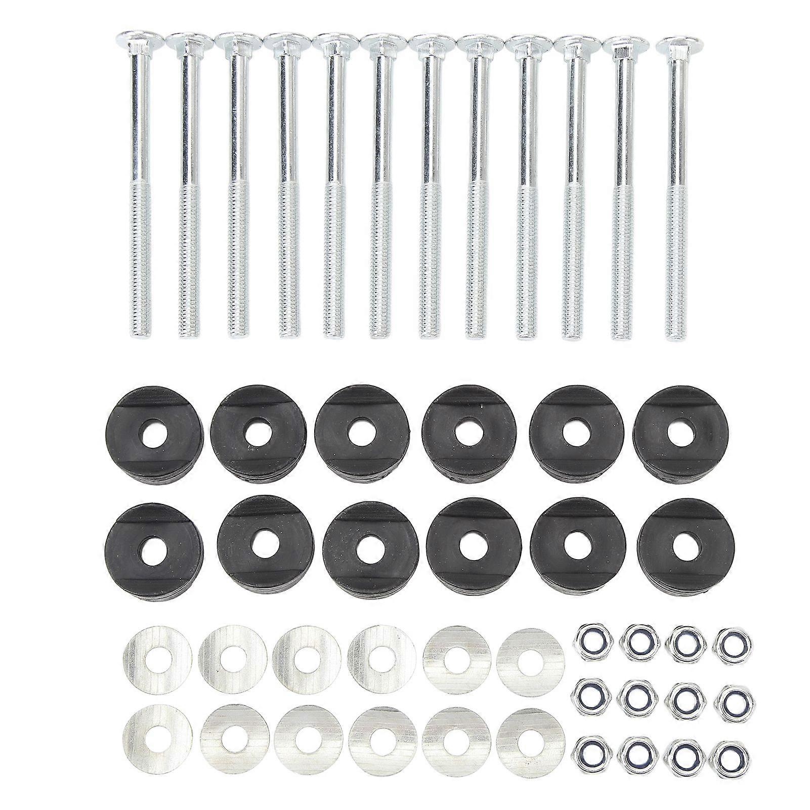 12pcs Trampoline Screws Galvanized Steel Enhance Stability Long Trampoline Screws Bolts and Nuts Set