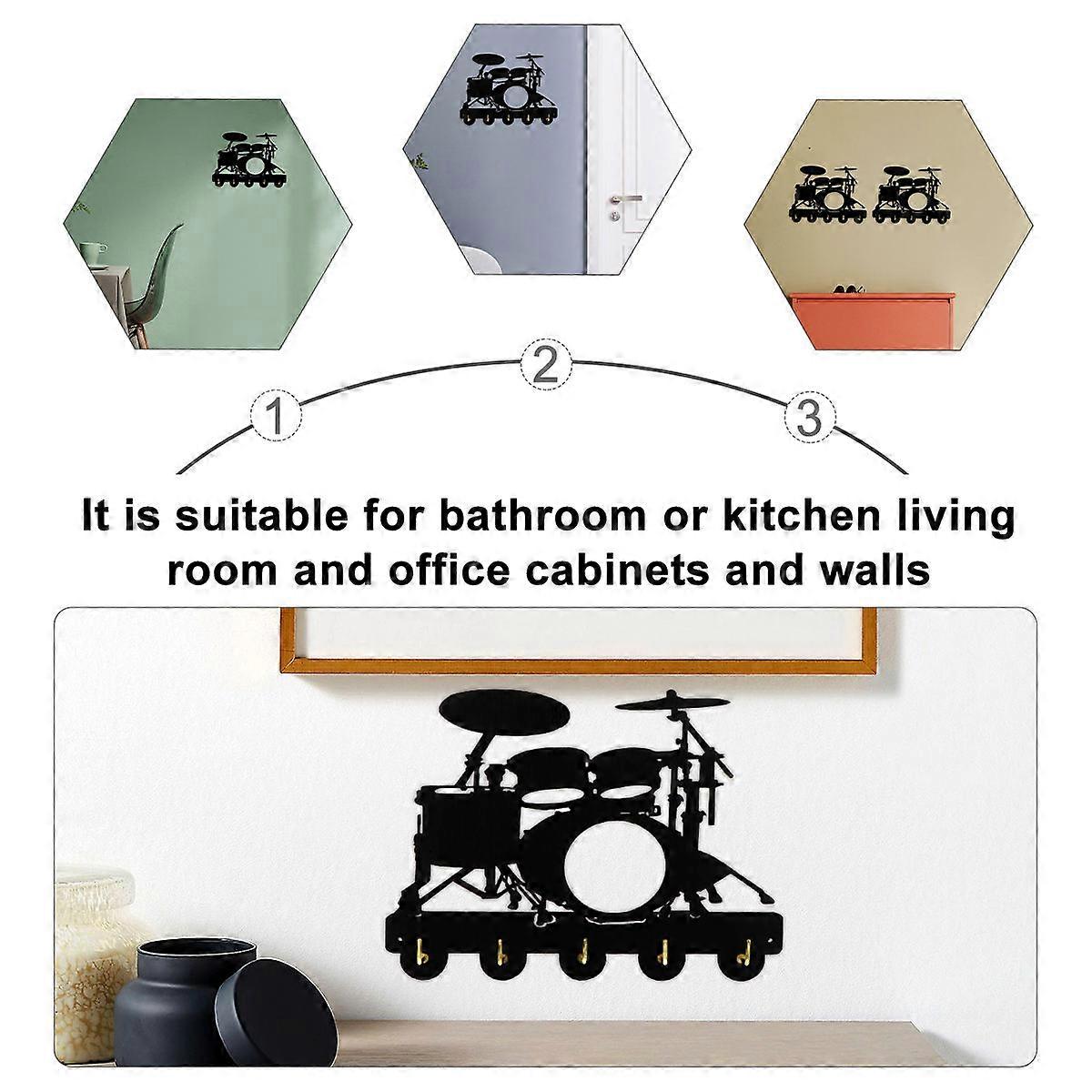 Wooden Wall Rack Coat Hangers for Storage Use with 5 Hooks 2Pcs Black