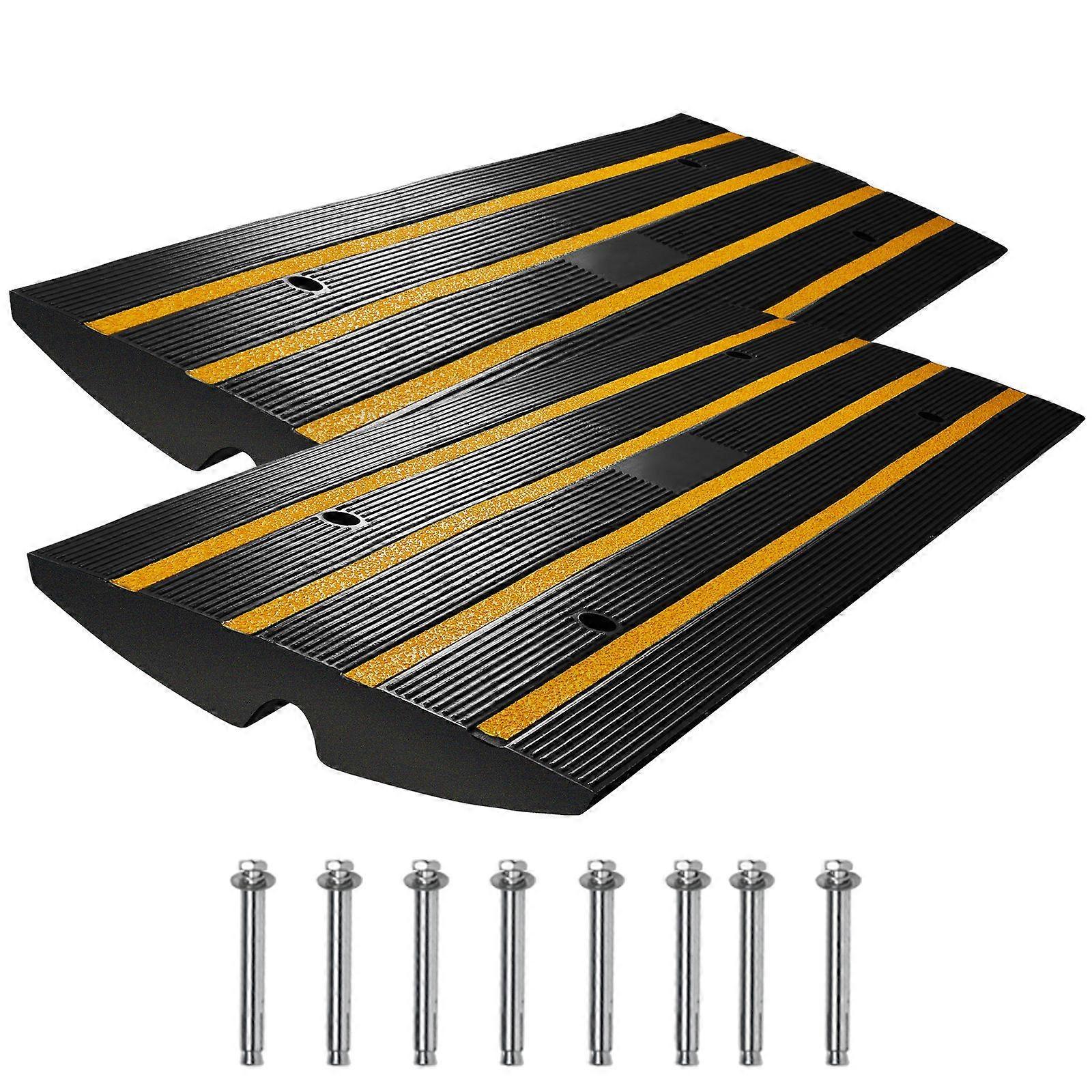 Stoeprand, 2 stuks, 2.6" stijging, rubberen opritten, zware 33069 lbs Gewichtscapaciteit Drempelhelling, voor laadperron Garage Stoep