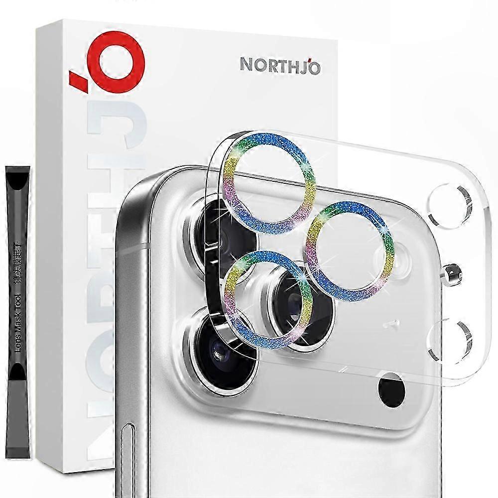 Glitter Bling Circles Camera Lens Protector for  17 Pro Max, HD Clear Tempered Glass, Full Coverage Colorful Design