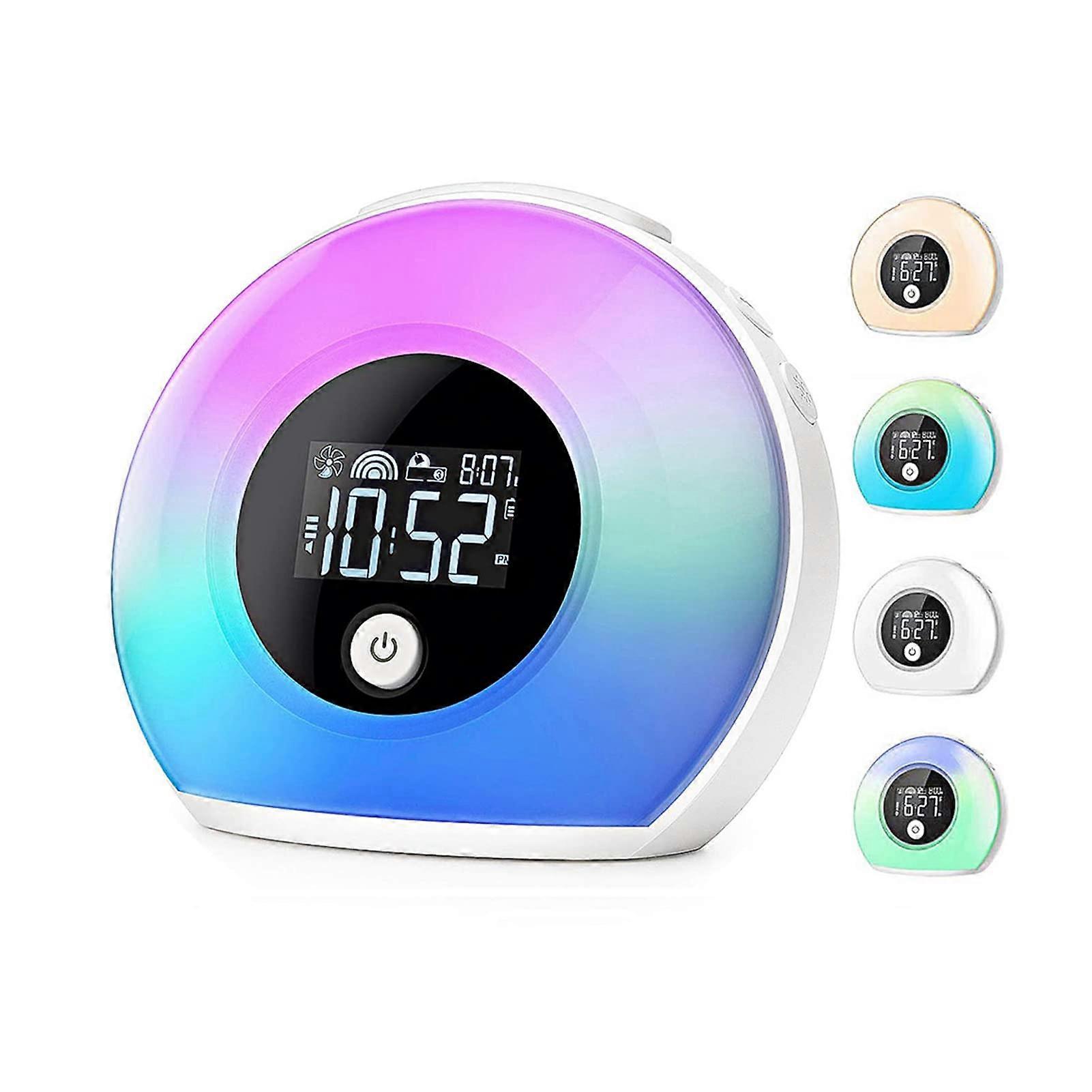 Wake Up Light Alarm Clock Colourful Breathing Lamp With 4 Level Brightness LCD Display Bluetooth 5.0 Speaker