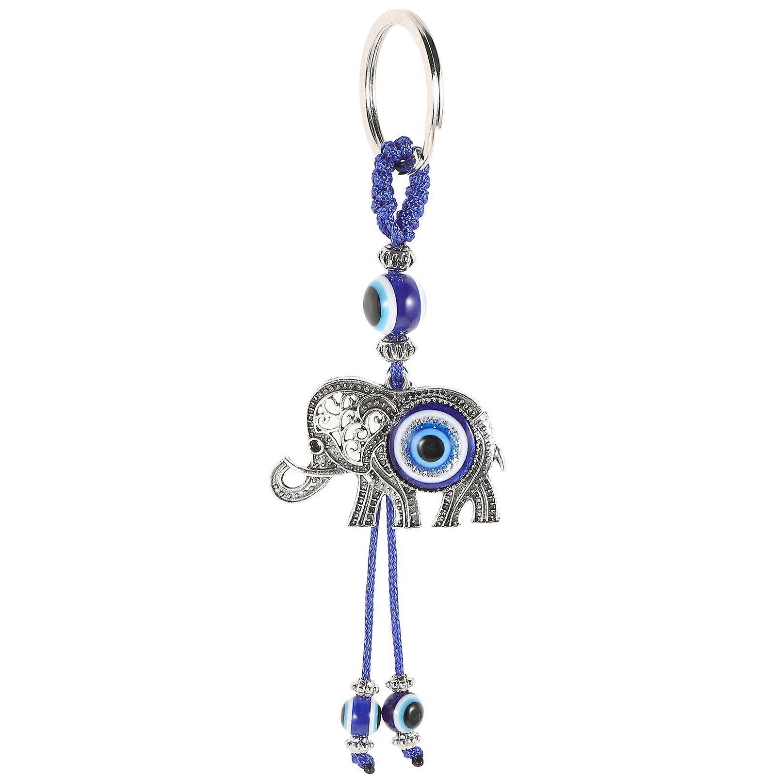 Evil Eye Keychain Decorative Elephant Pendant with Hanging 4Pcs
