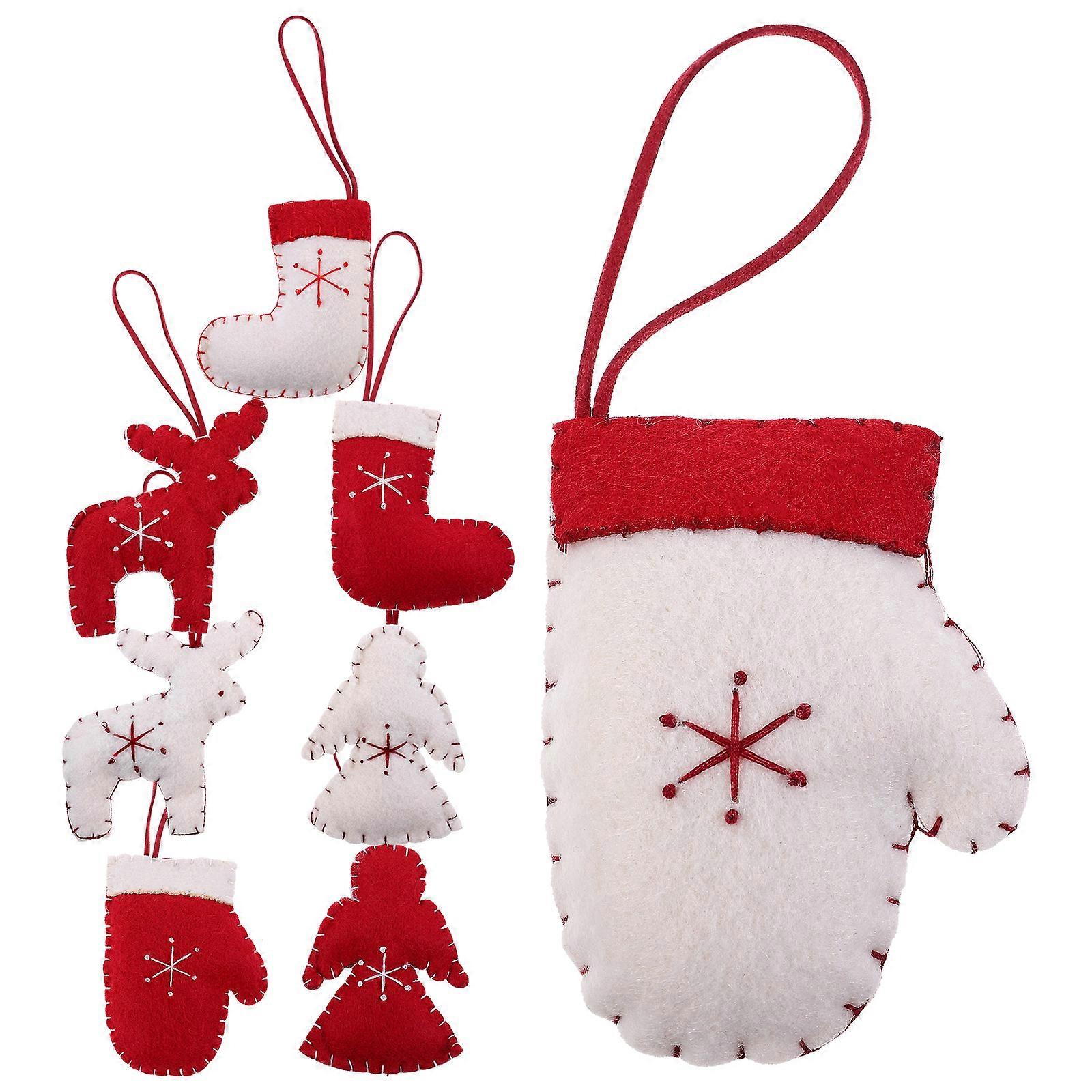 Wool Felt Assorted Color 8Pcs Christmas Decorative Keychain Pendants