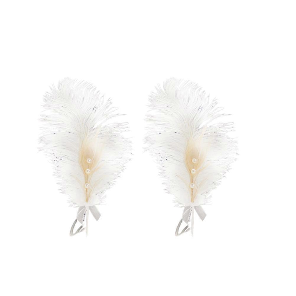 Pearl Bowknot Cake Topper Decor for Wedding 2Pcs White Multi-Purpose