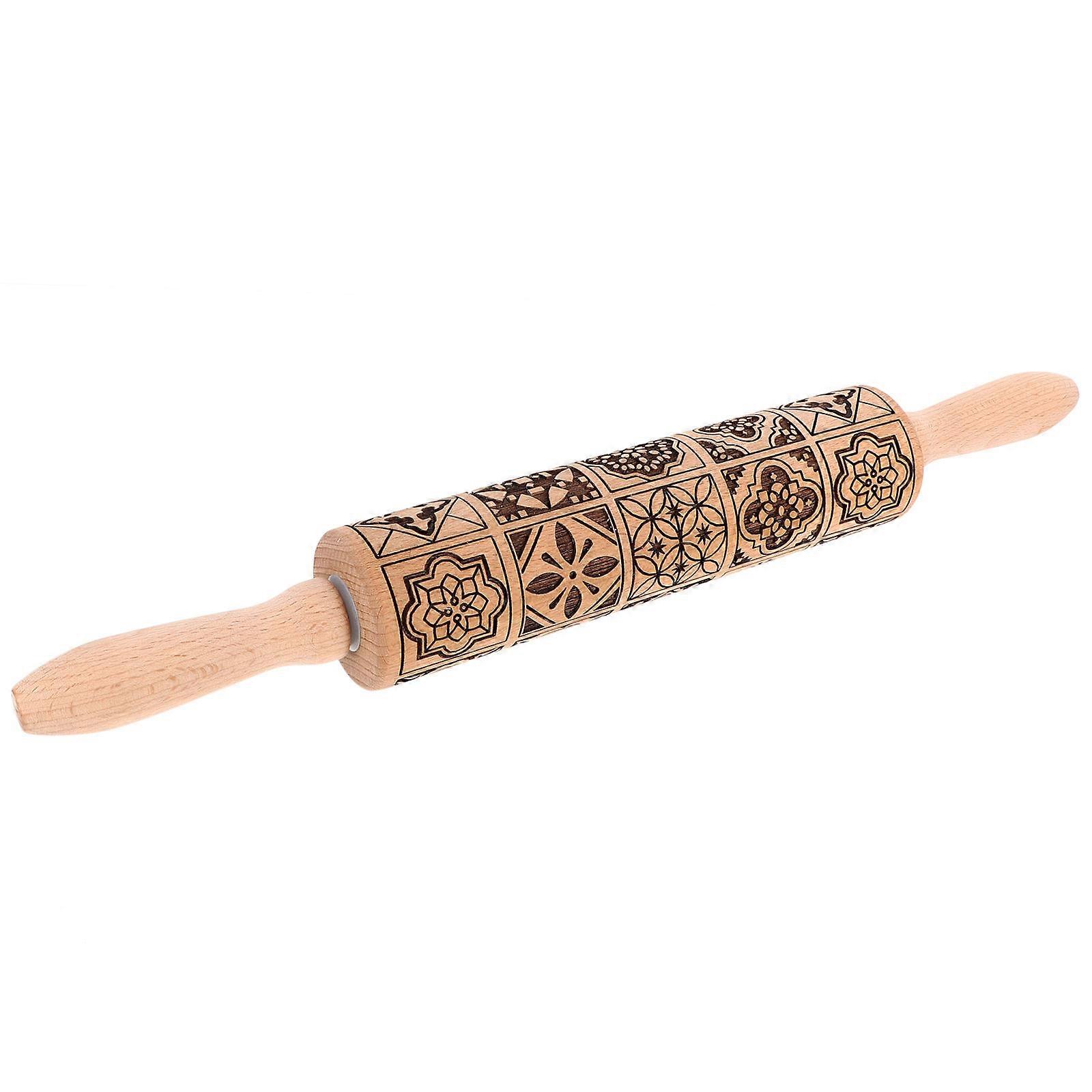 Wooden Rolling Pin for Dough Rolling with 2Pcs Kitchen Baking Tool