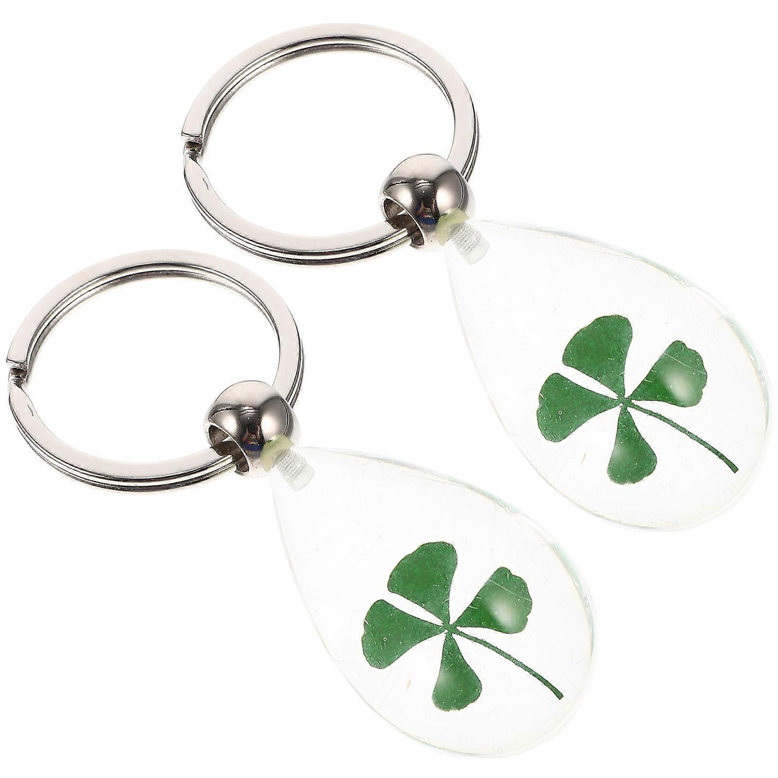 Key Holders Resin Four Leaf Keychains for Decor 2Pcs St.patrick Day