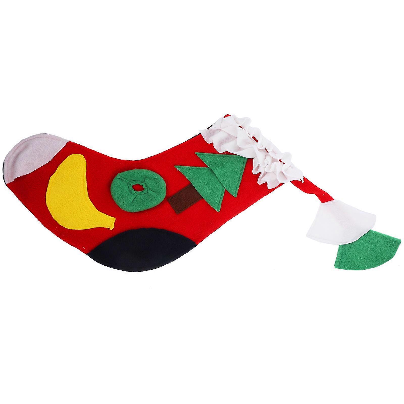 3Pcs Dog Snuffle Mat for Feeding Christmas Sock Shaped Red Mat