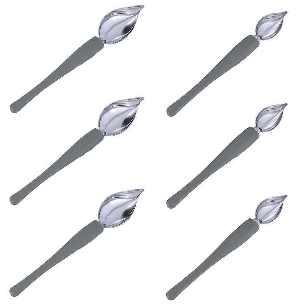 Decorative Dessert Spoons Culinary Tools Food Presentation Silver 20.00X3.70X1.50CM Silicone Ergonomic Textured Handle 6Pcs