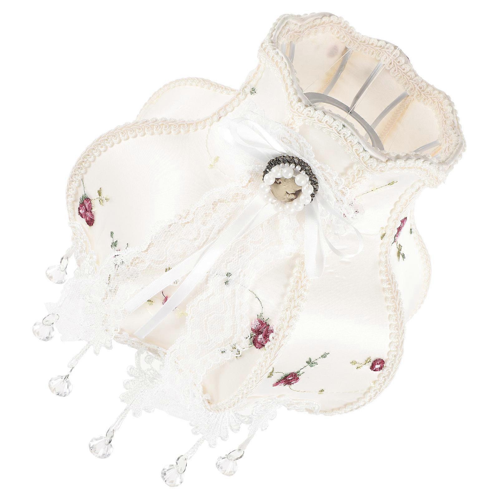 Small Drum Lamp Shade Drum Shape Ceiling Lamp White Cloth Material Home Decoration 1Set
