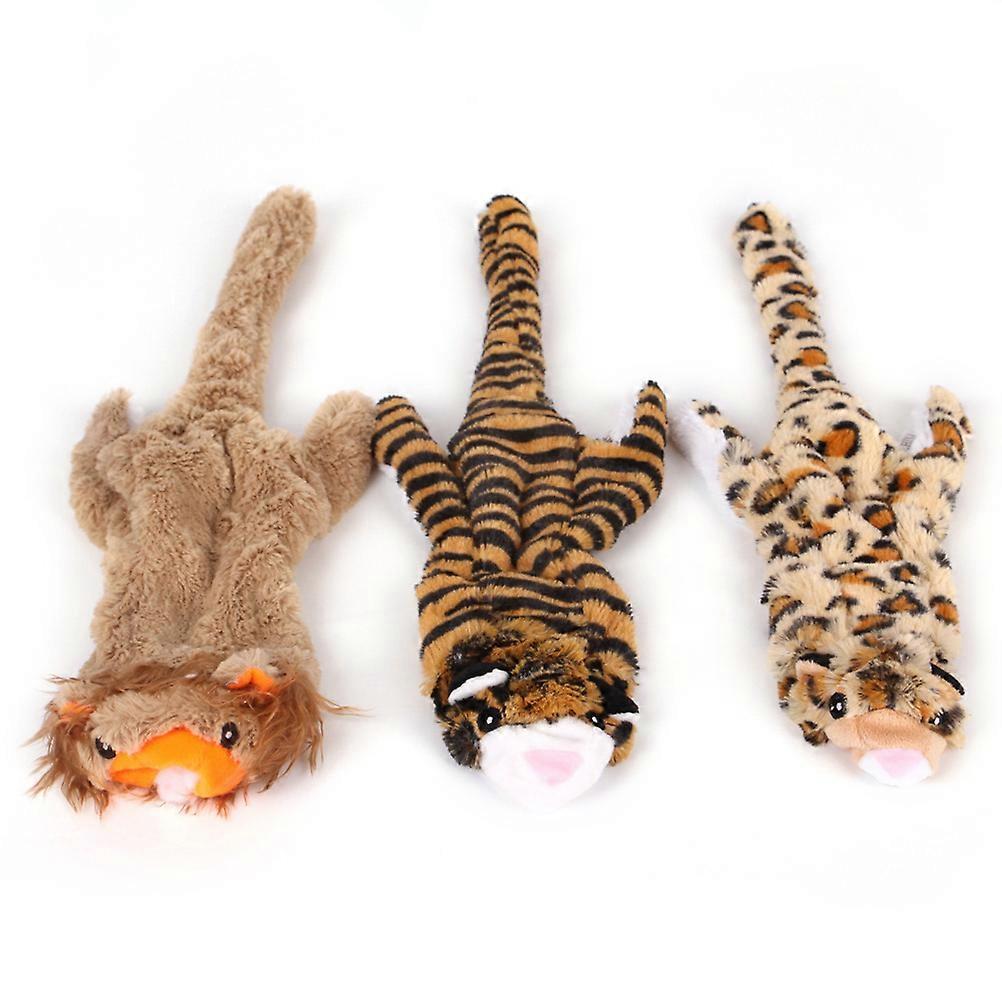 Dog Squeaky Toy Flat Skinny Durable Hunting Instinct Satisfaction Indoor Play Leopard Plush 1Set