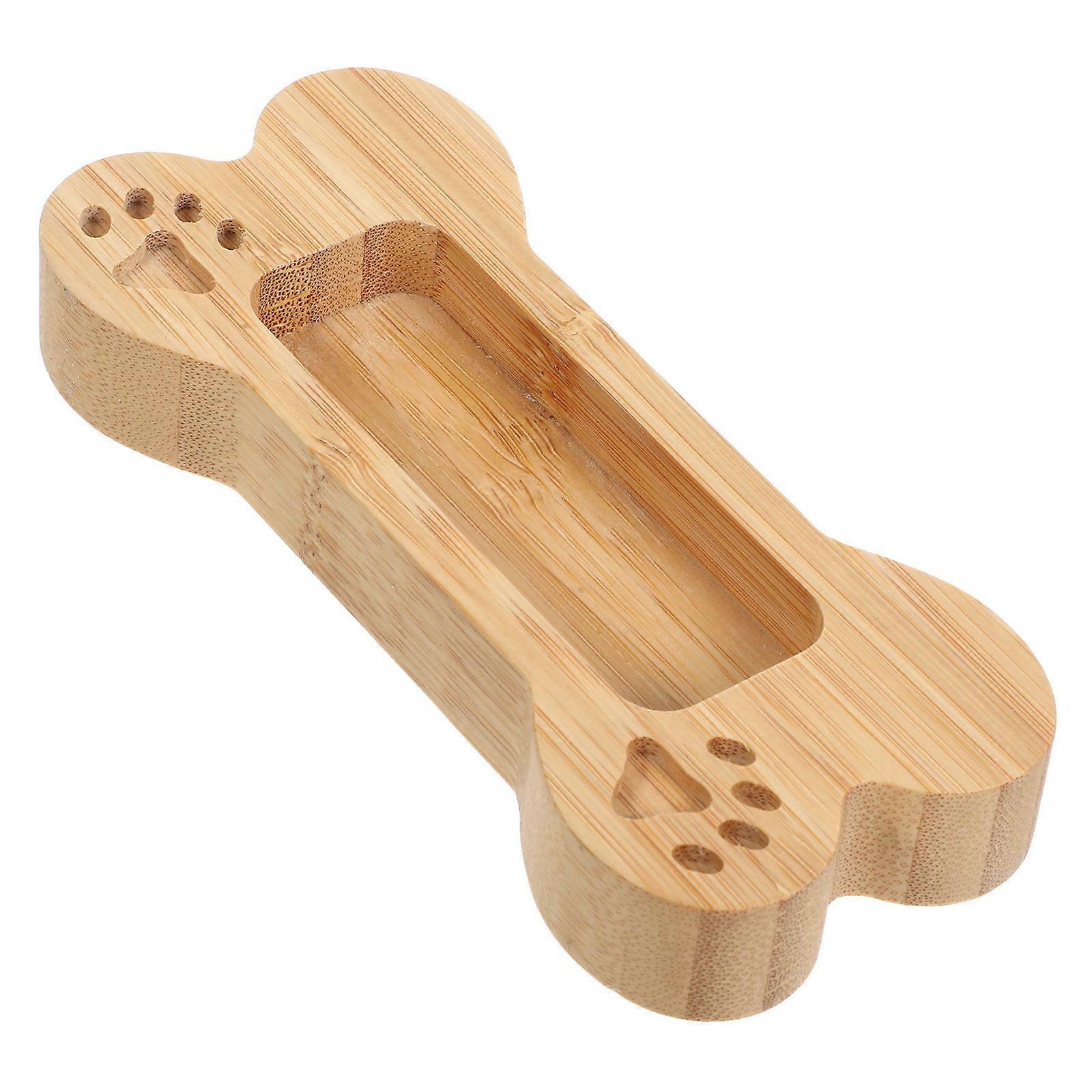 Office Bamboo Card Case Holder for Storage 2Pcs Bone Shape Design