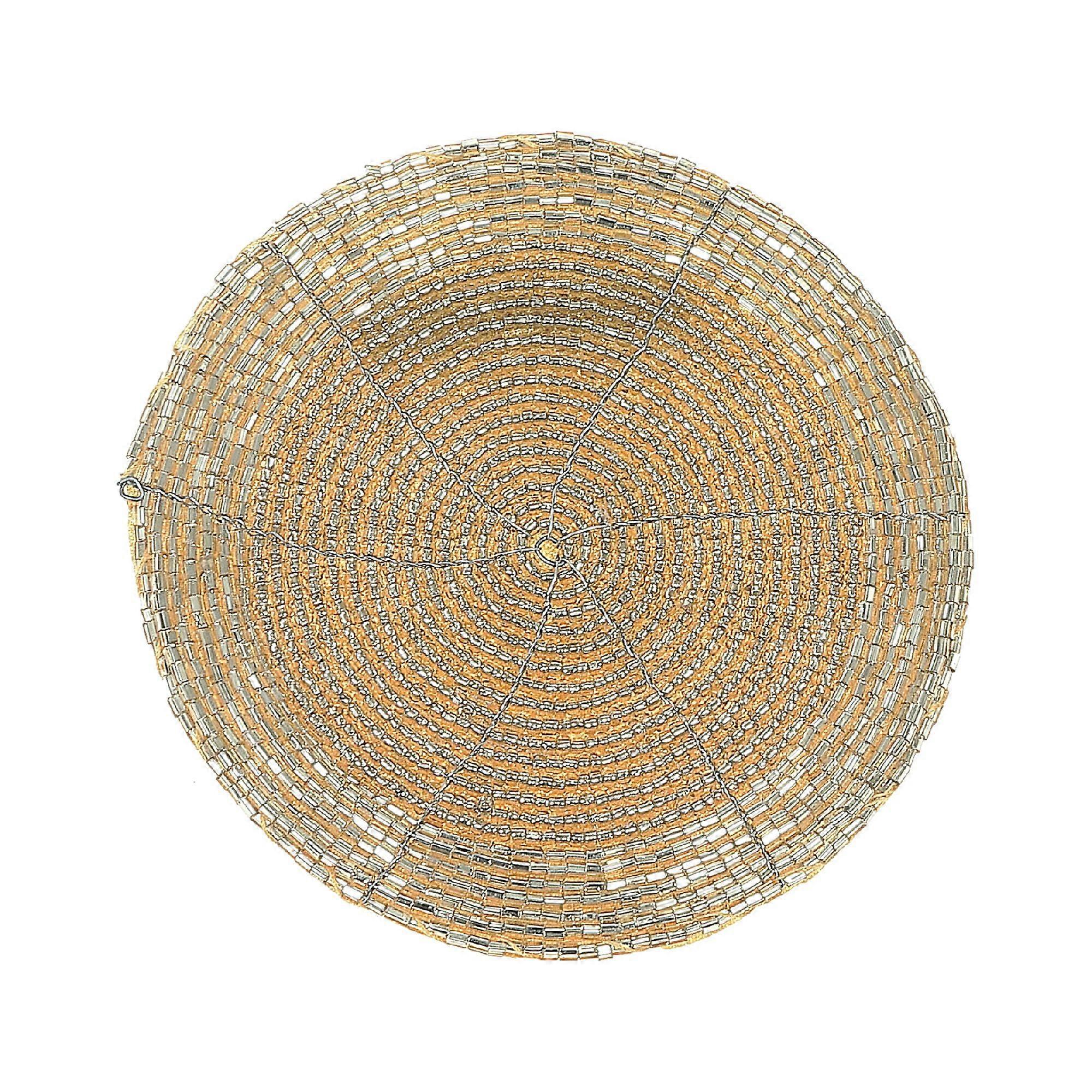 Maison Concepts Christmas Beaded Round Coaster Gold - Set of 6 (4L X 4W X 2H)