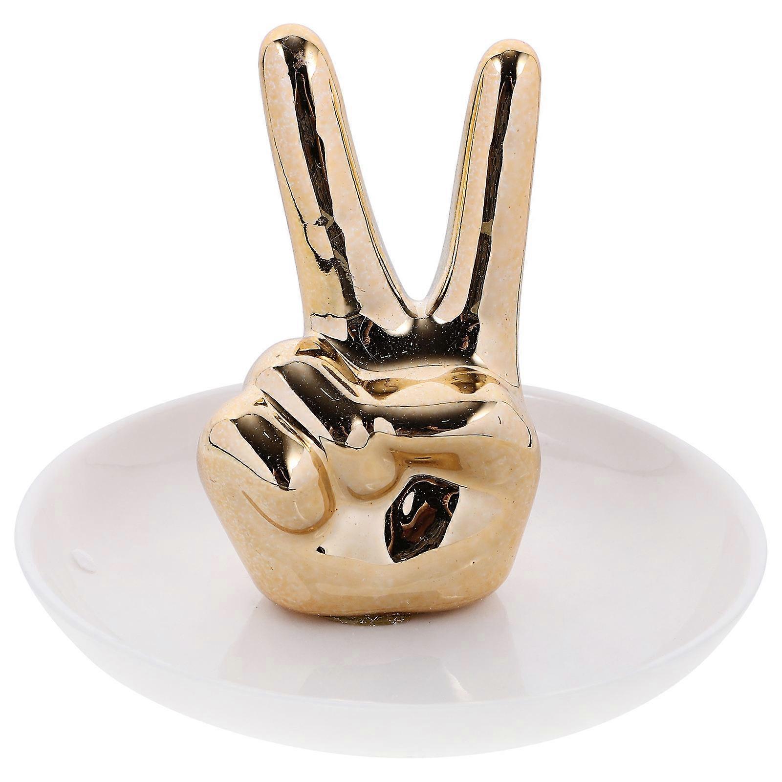 Creative Gesture Ring Holder for Jewelry Display 4Pcs Ceramic Stand