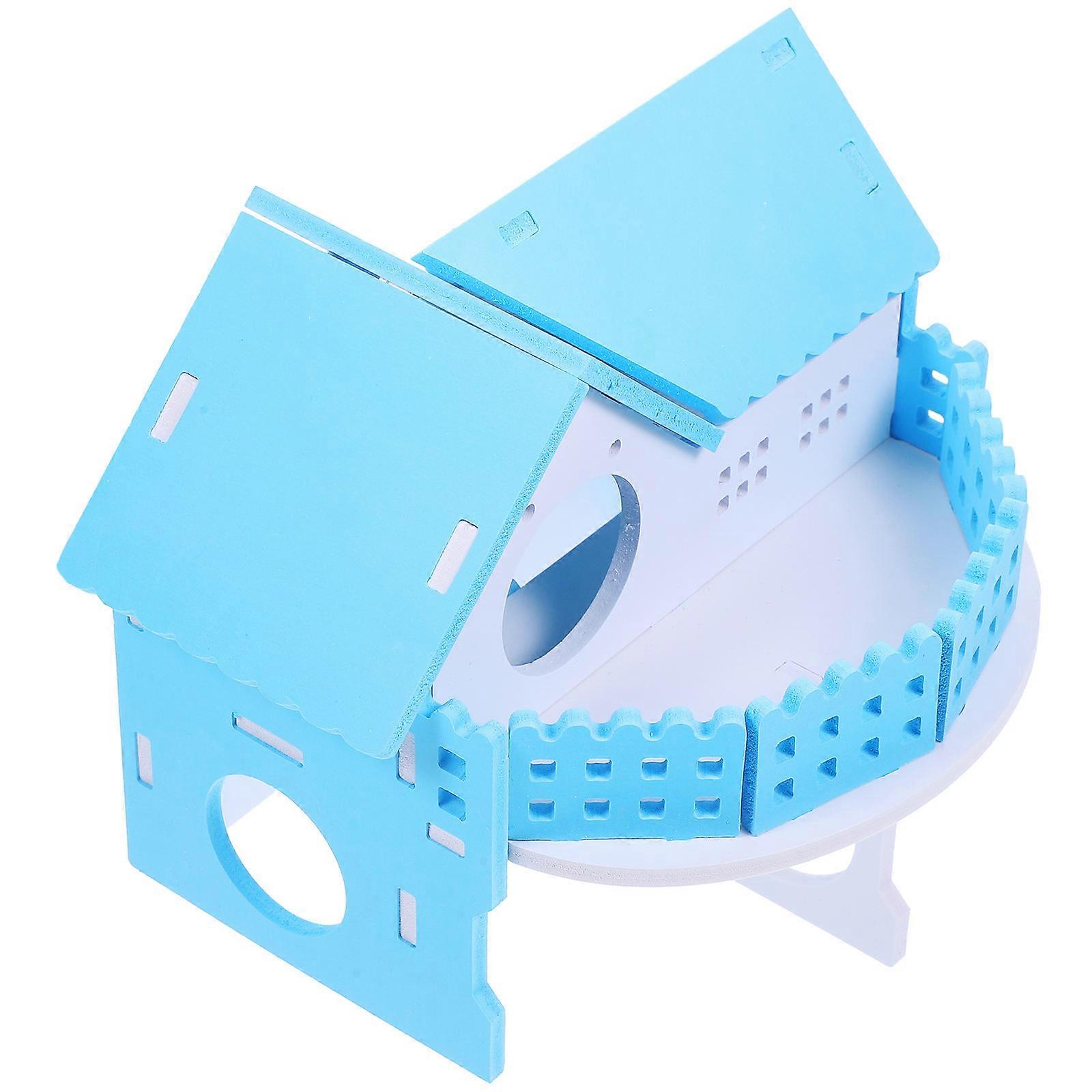 Hamster Habitat Hideout House For Guinea Pig And Small Rabbit Sky-Blue Multipurpose Design 1 Set