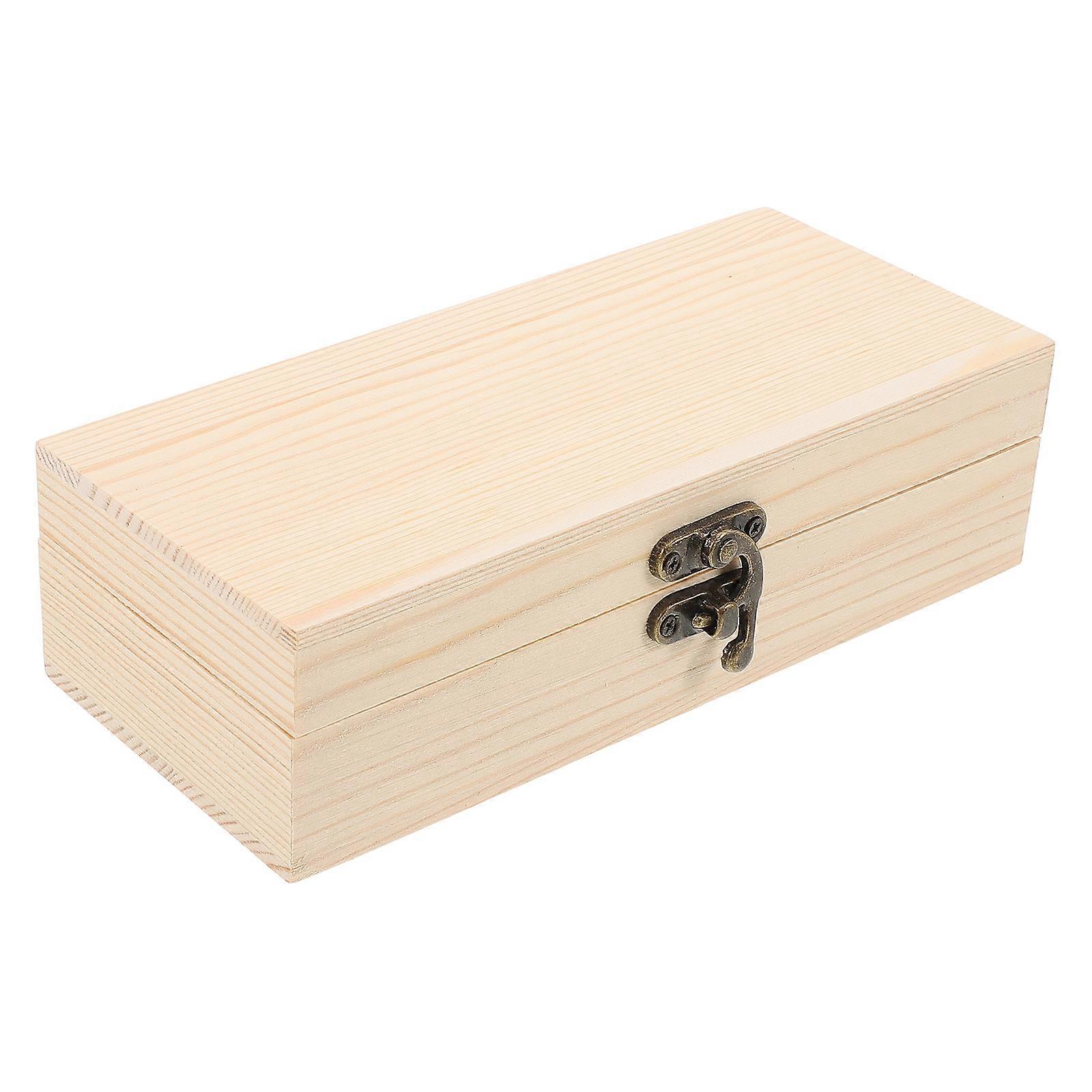 2Pcs Unfinished Wooden Keepsake Box With Hinged Lid For Home Decor Beige Jewelry Storage Solution