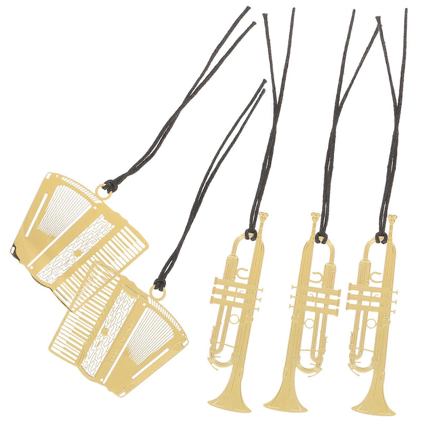 Metal Bookmarks for 10Pcs Musical Instruments Decorative Page Markers