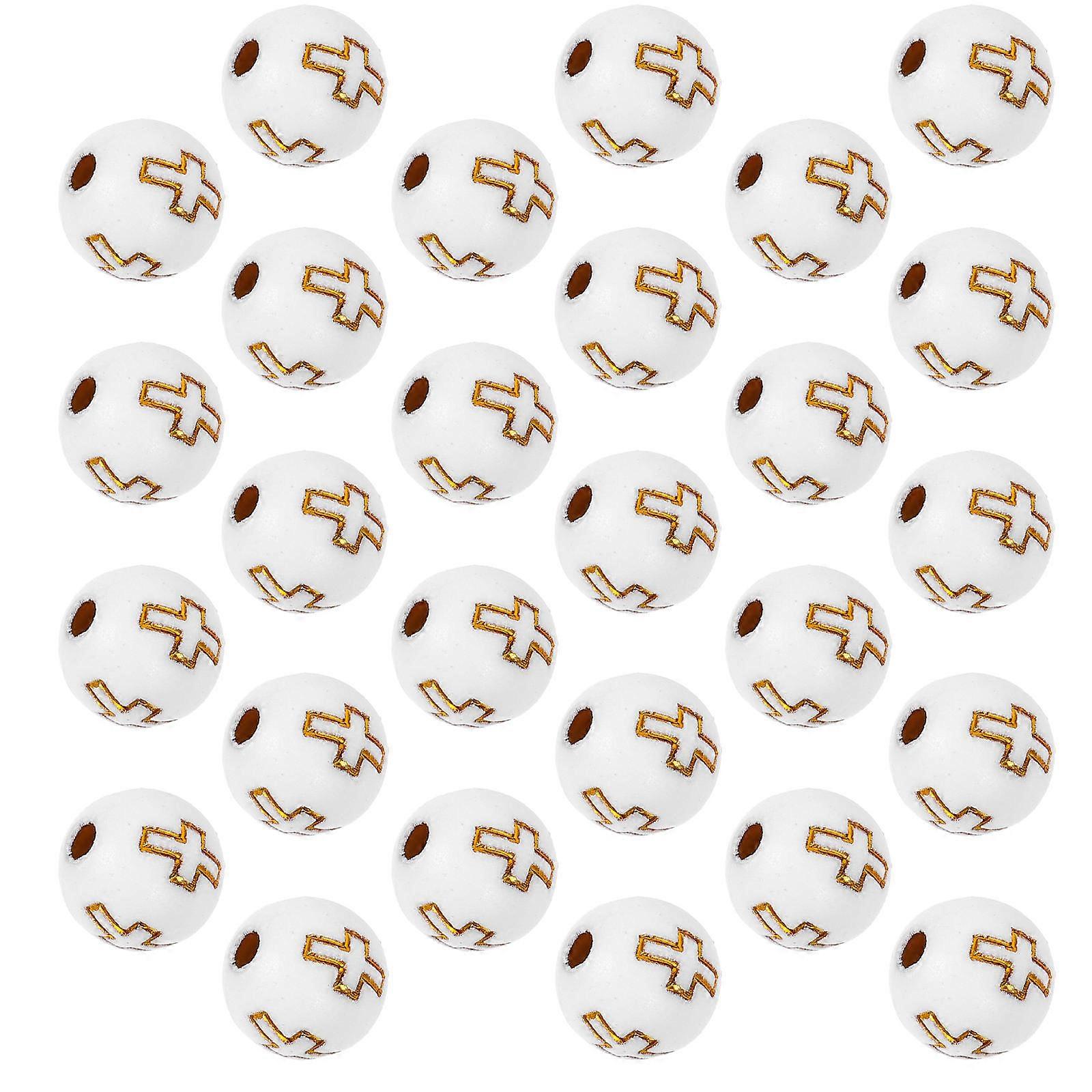 Cross Pattern Beads Acrylic Material for Bracelet Necklace 500Pcs White