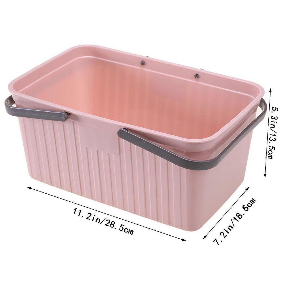 Portable Bath Basket for Bathroom Storage Pink Plastic Organizer